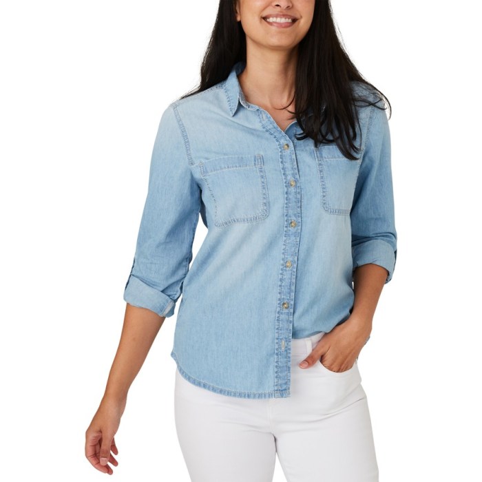 Chambray shirt dress for women