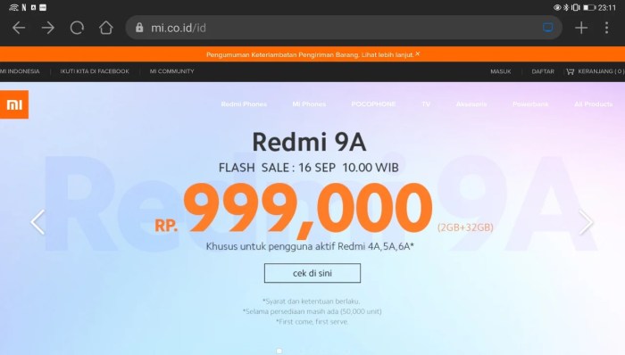 Harga hp xiaomi 9a