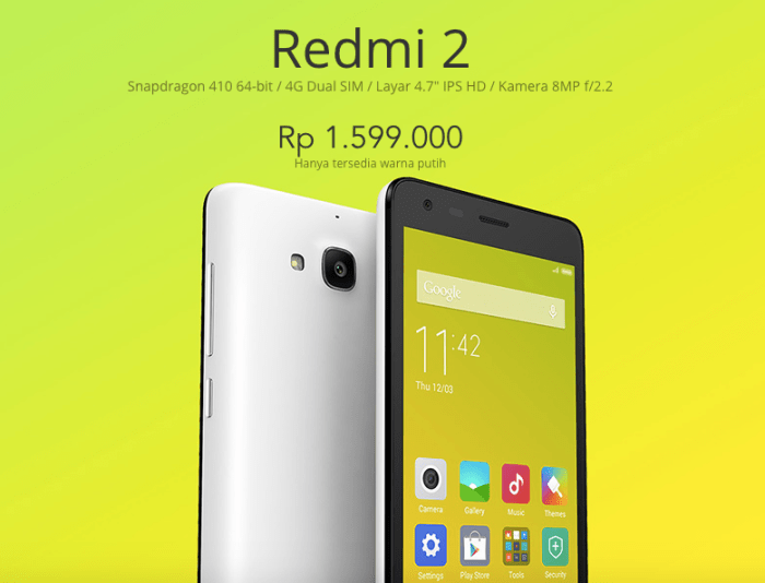 Harga hp xiaomi redmi 2 second